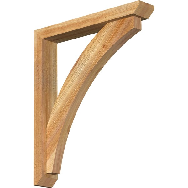 Ekena Millwork Thorton Slat Rough Sawn Bracket w/ Offset Brace, Western Red Cedar, 4"W x 24"D x 28"H BKT0402X24X28THR06RWR - main